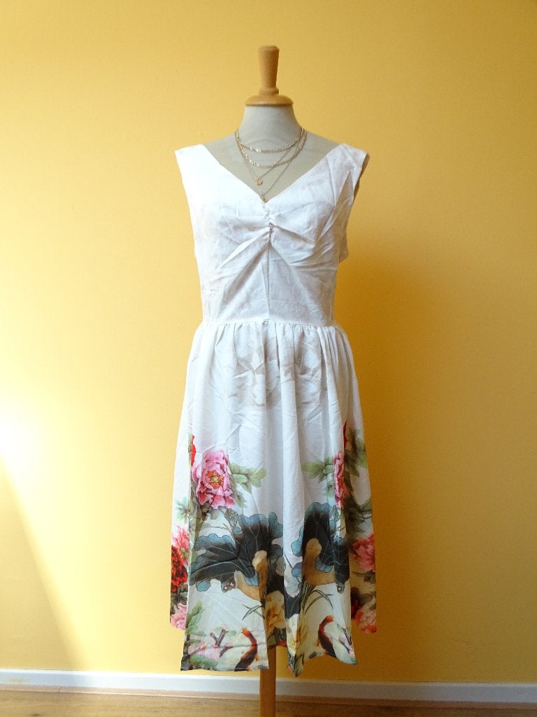 Hearts & Roses zomerjurk bloemen crème maat 6XL, Kleding | Dames, Jurken, Meerkleurig, Maat 46/48 (XL) of groter, Nieuw, Ophalen of Verzenden