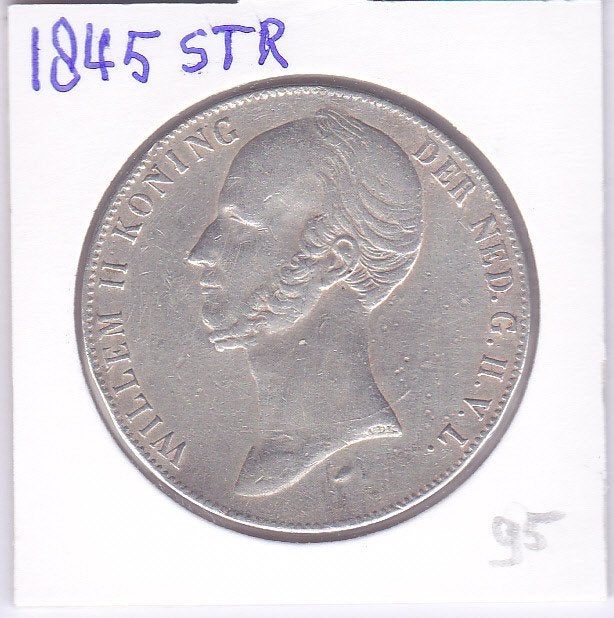 Rijksdaalder 1845 b met streepje ts kroon en wapen 95 euro, Zilver, Ophalen of Verzenden, Losse munt, 2½ gulden