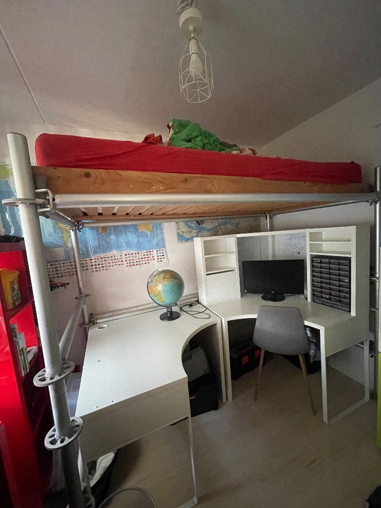 Bed, Ophalen, Eenpersoons, 200 cm, Grijs