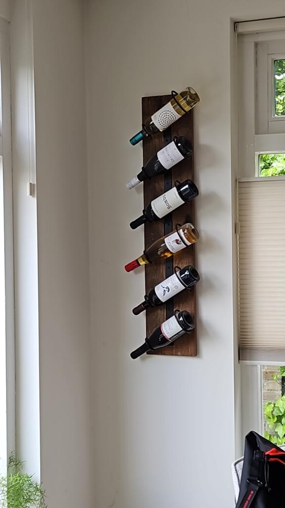 Wijnrek van hout en metaal - 6 flessen - 20x100cm, Huis en Inrichting, Woonaccessoires | Wijnrekken, Ophalen, Gebruikt, 5 tot 15 flessen