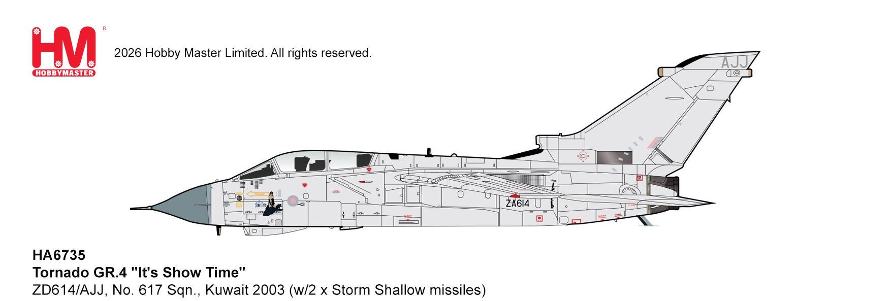 HA6735  | Tornado GR.4 ZD614/AJJ, No. 617 Sqn., Kuwait 2003, Ophalen, Schaalmodel, Nieuw, Pilot Station