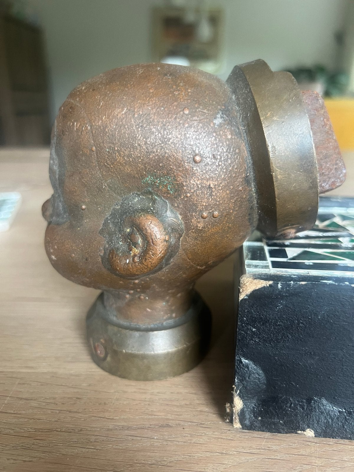 Bronzen mal van kinderkopje - Speelgoedpop mal, Antiek en Kunst, Ophalen of Verzenden