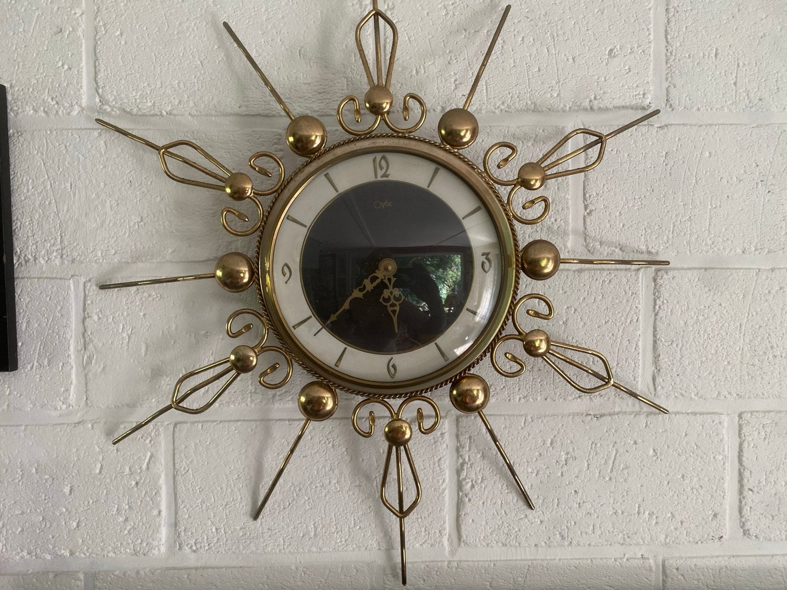 Vintage Orfac wandklok - Mid-century modern zonnewijzer, Ophalen of Verzenden