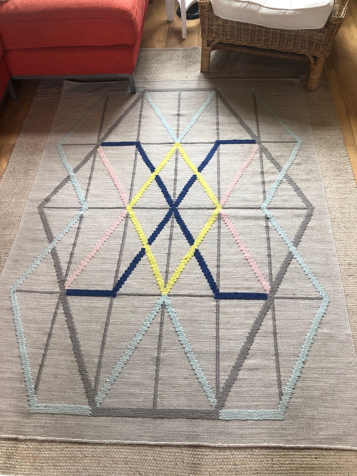 100% wollen vloerkleed ikea PS 2014 128cm x 180cm, Ophalen, Gebruikt, 100 tot 150 cm, Beige