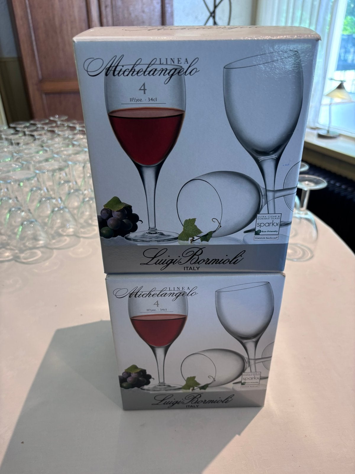 61 wijnglazen –34 cl – Luigi Bormioli / Michael Angelo stijl, Verzamelen, Glas en Borrelglaasjes, Zo goed als nieuw, Overige typen