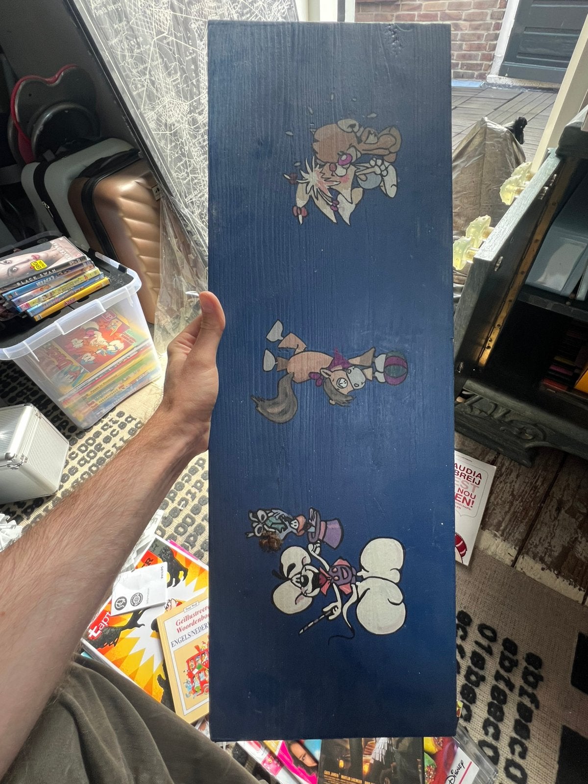 Unieke handgemaakte Diddl plank - Nostalgisch decoratiestuk, Ophalen, Verschillende figuren, Gebruikt, Overige typen