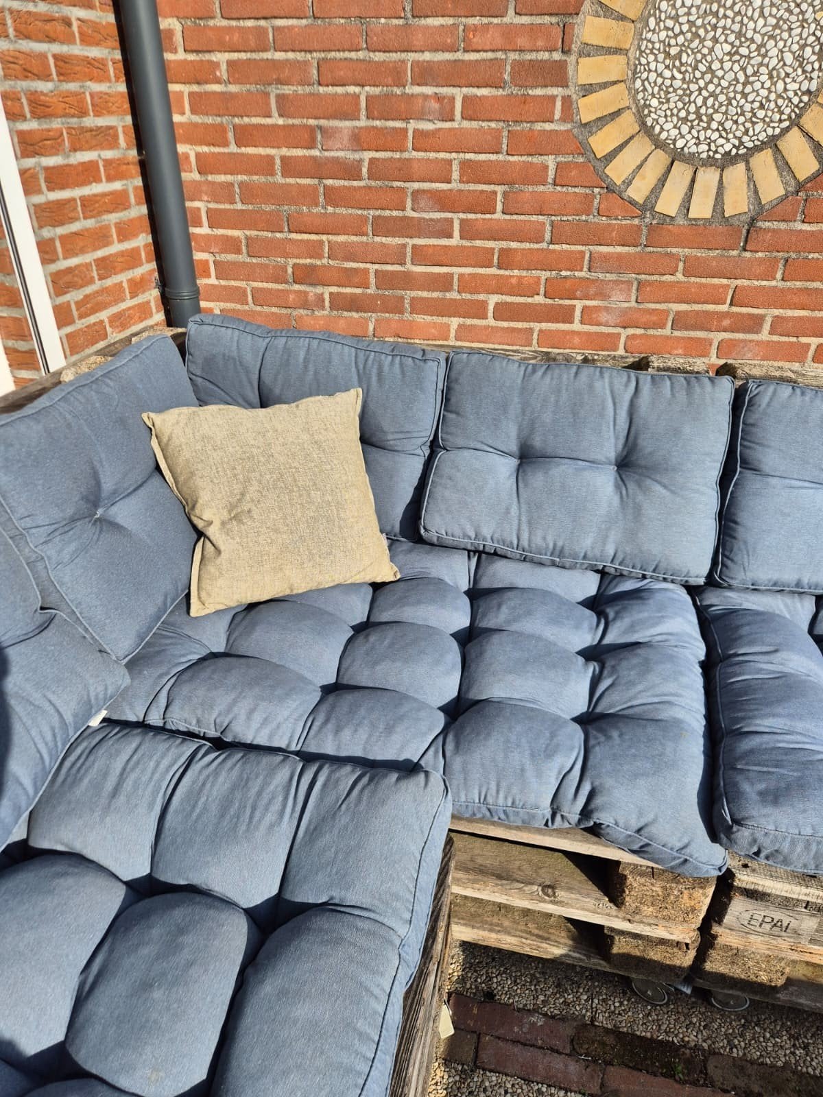 palletbank kussens, Tuin en Terras, Ophalen, Zo goed als nieuw