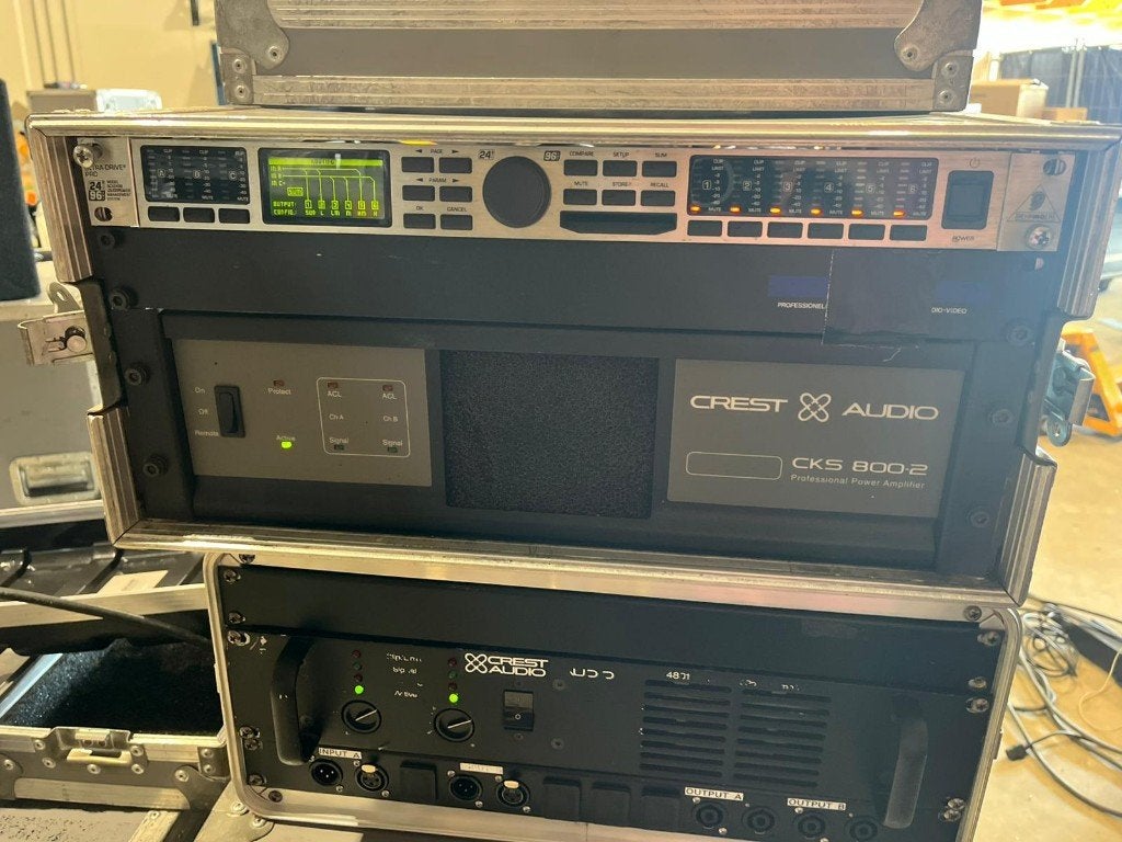 crest audio versterker rack met audio dsp processor in case, Gebruikt, Crest audio, Overige typen, Crest audio