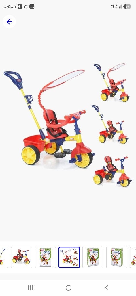 Little tikes kinderfiets met afneembare duwstang, Terugtraprem, Zo goed als nieuw, Duwstang, Ophalen