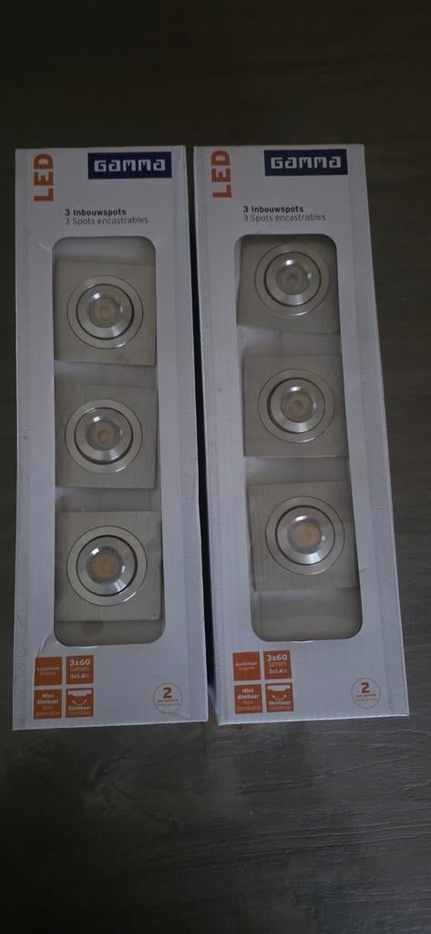 Nieuwe Gamma geborsteld aluminium inbouwspots (2 sets), Ophalen, Led, Metaal of Aluminium, Nieuw