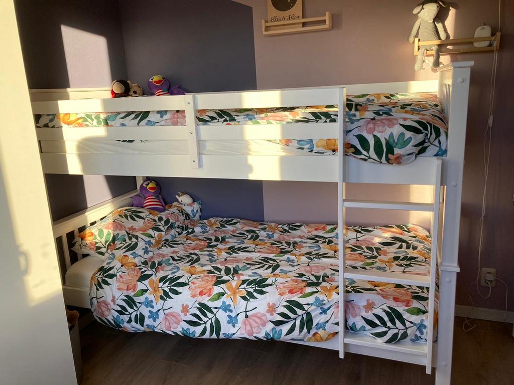 Stapelbed Petite Amelie - Wit Houten Kinderbed, Ophalen, 210 cm, 160 tot 180 cm, Tweepersoons