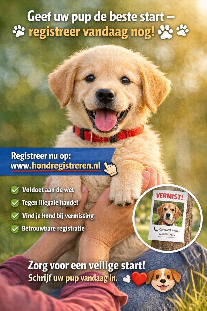 Zorg dat de registratie van uw honden pup in orde is., Dieren en Toebehoren, Nederland, Overige rassen, 8 tot 15 weken, Meerdere
