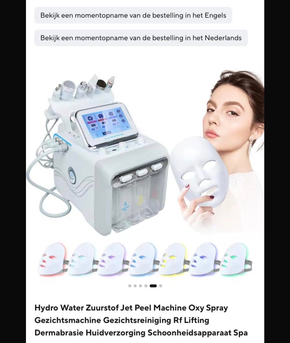 Hydro Water Zuurstof Jet Peel Machine Gezichtsreiniging, Ophalen of Verzenden, Nieuw, Gehele gezicht, Reiniging