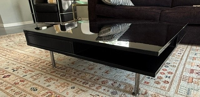 IKEA TOFTERYD salontafel zwart hoogglans 95x95 cm, Ophalen, Gebruikt, 50 tot 100 cm, Vierkant