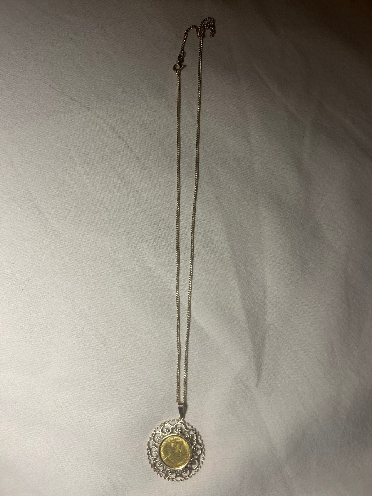Gouden Vijfje 1912 met 14K Gouden Hanger en Ketting, Ophalen, Zo goed als nieuw, Goud, Met hanger