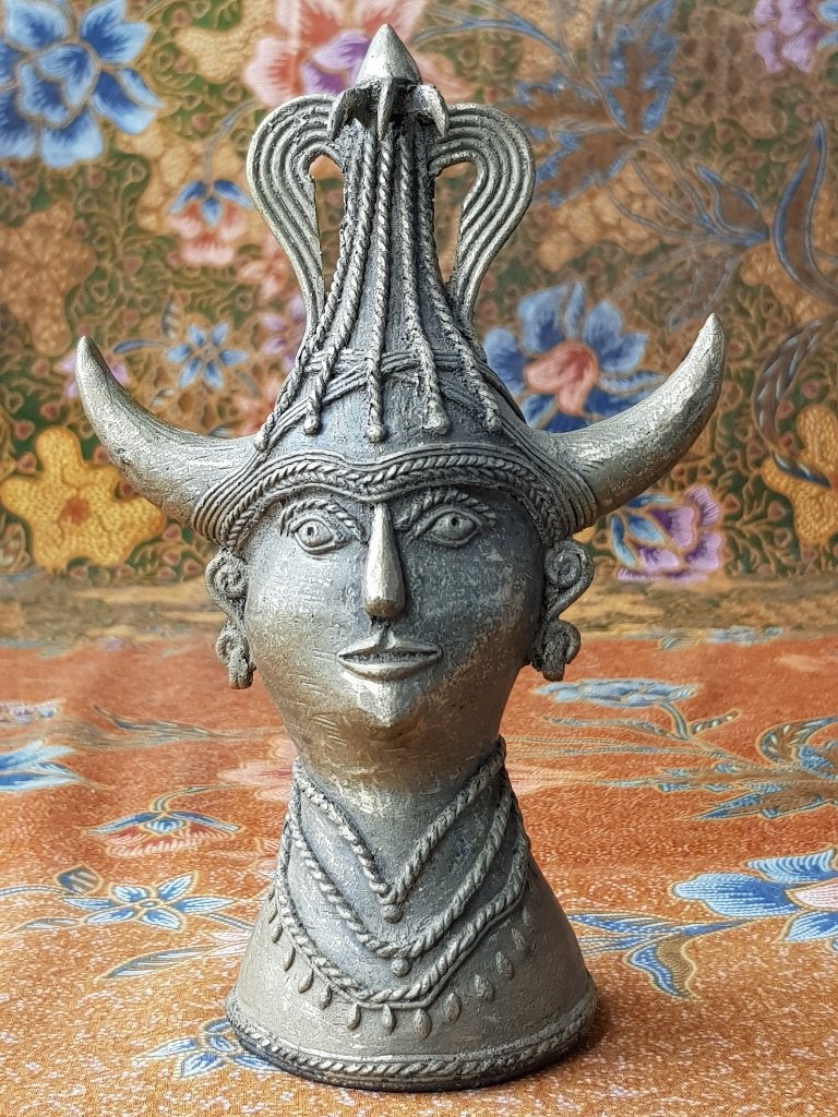 Man en vrouw mooi antiek stel beeldjes van brons uit India., Handgemaakt, India, Ophalen of Verzenden, Brons