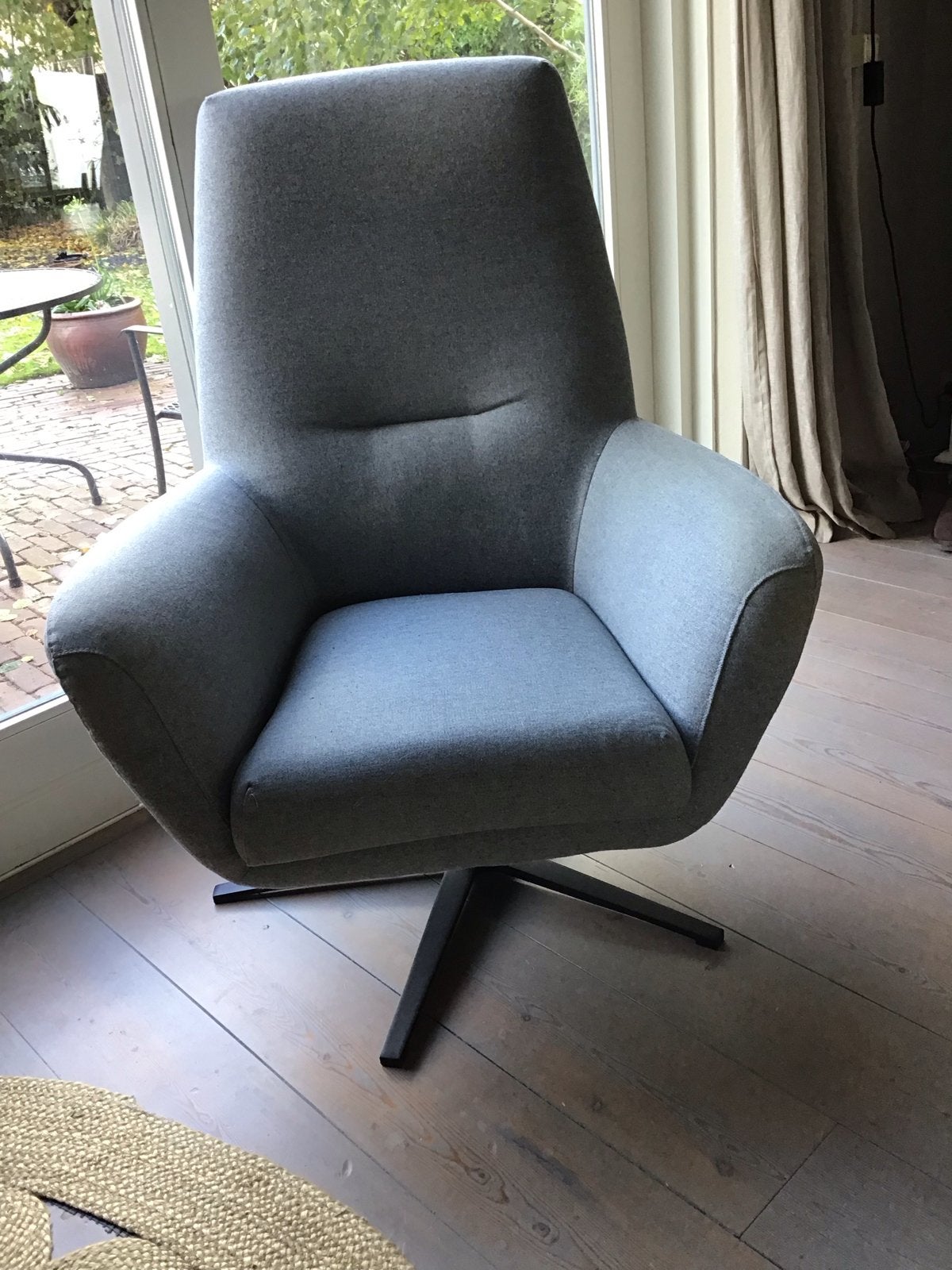 Comfortabele grijze fauteuil, Huis en Inrichting, Ophalen, Gebruikt, Metaal
