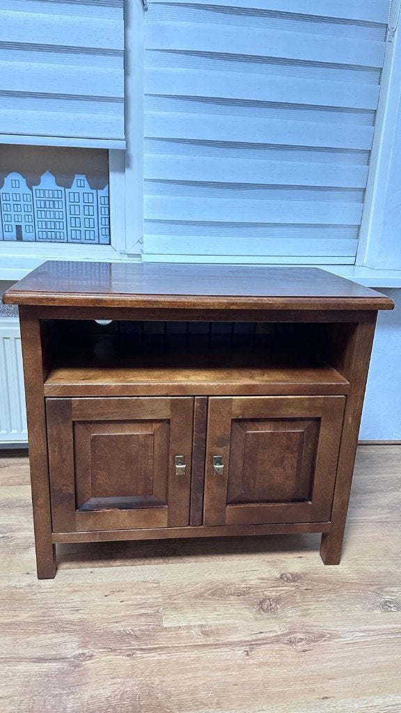 Massief houten tv-meubel / opbergkast, Ophalen, Gebruikt, 50 tot 100 cm, Landelijk