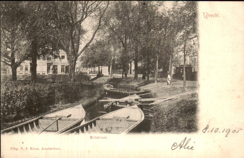 Utrecht - Biltstraat - Bootjes aan gracht, Ophalen of Verzenden, Voor 1920, Gelopen, Utrecht