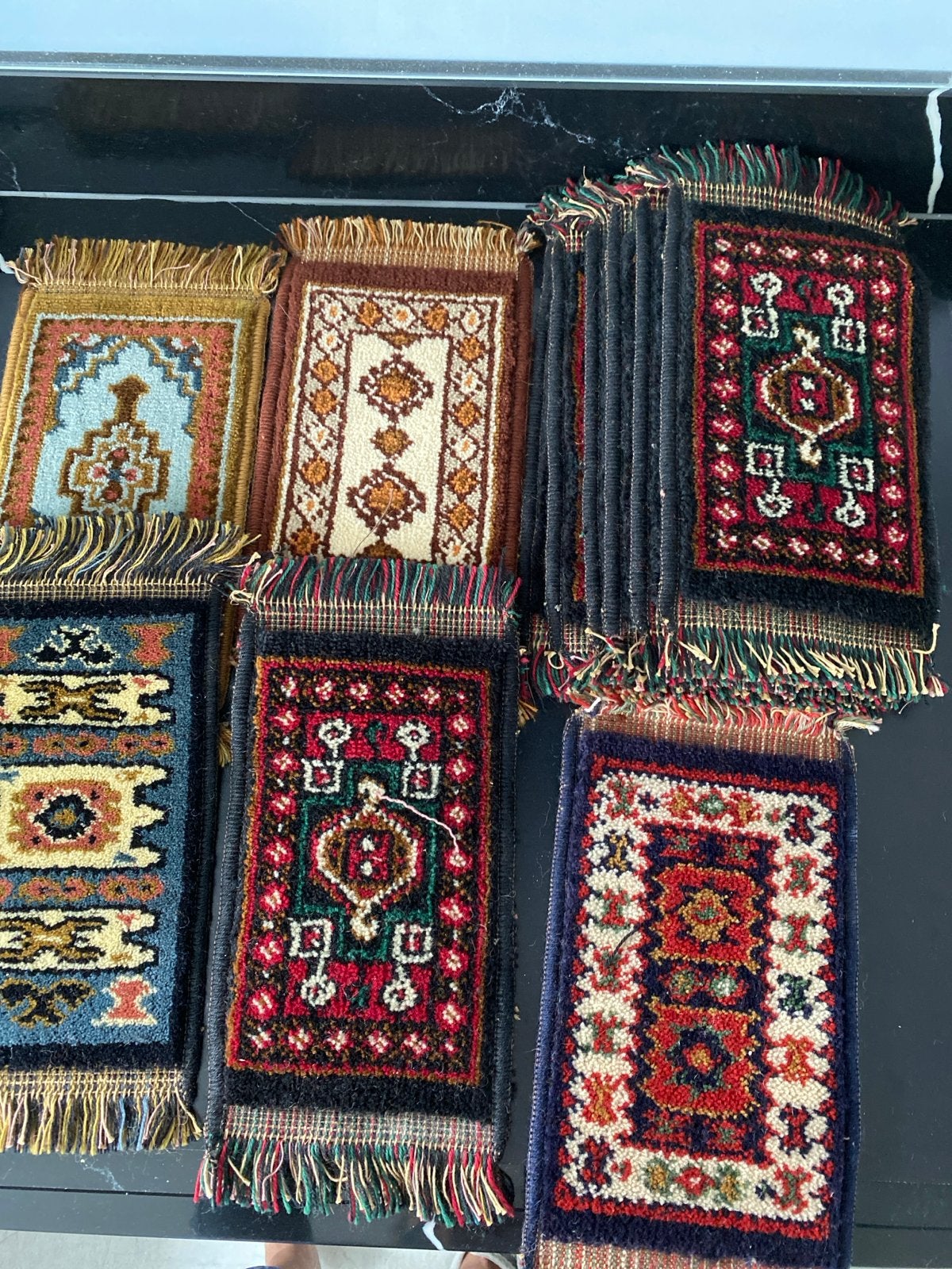 Set van 11 mini Perzische tapijt onderzetters, Huis en Inrichting, Blauw, Minder dan 50 cm, Gebruikt, Minder dan 50 cm