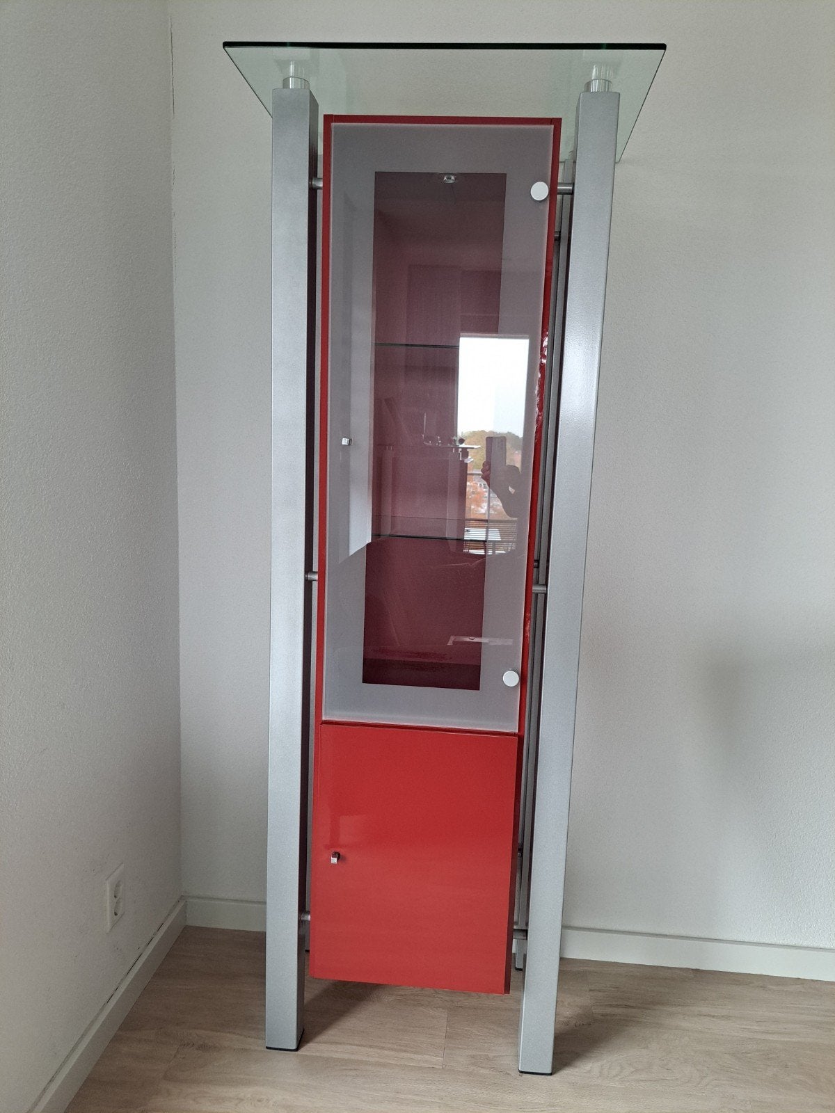 Rode Design Vitrinekast hoogglans., Ophalen, 50 tot 100 cm, 150 tot 200 cm