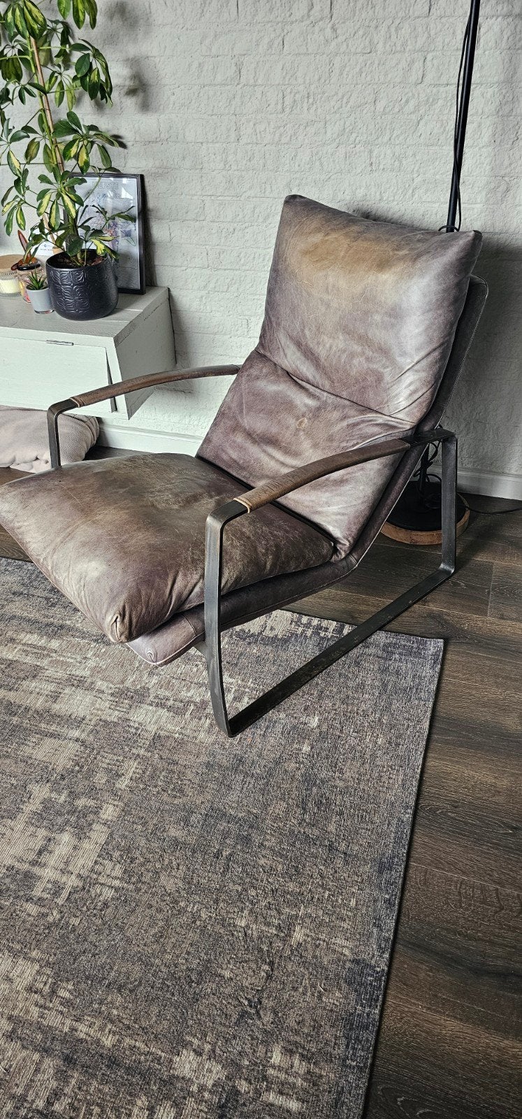 Eleonora Lex fauteuil Vintage leer antraciet, Ophalen, Gebruikt, 75 tot 100 cm, 50 tot 75 cm