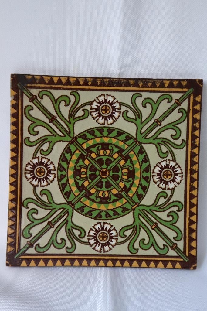 Antiek Minton Hollins & Co Arts & Crafts tegel c 1890, Antiek en Kunst, Ophalen of Verzenden