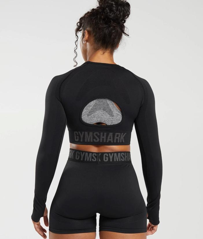 Gymshark FLEX SPORTS LONG SLEEVE CROP TOP - maat S / nieuw, Zwart, Nieuw, Ophalen of Verzenden, Fitness of Aerobics
