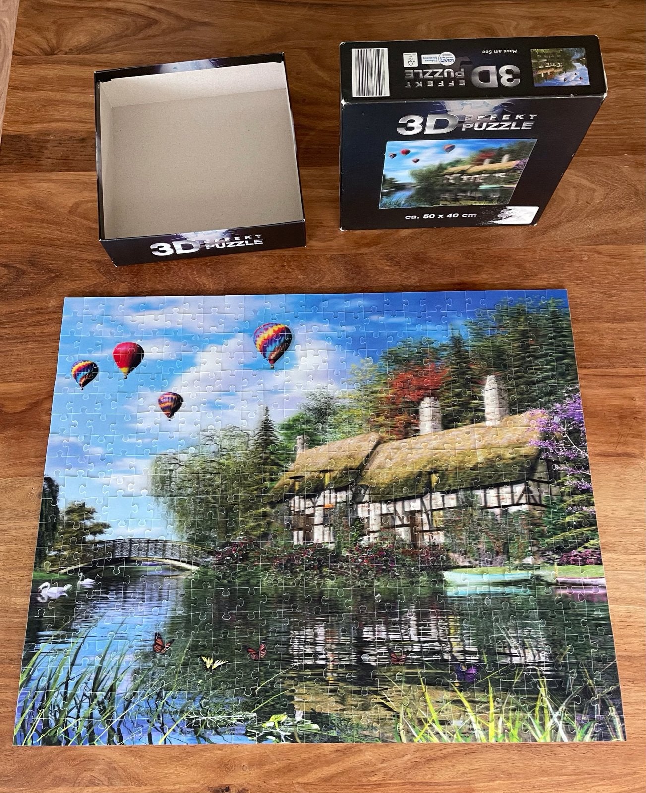 Puzzel 3D effect - Huis aan het water - Compleet, Ophalen of Verzenden, 500 t/m 1500 stukjes, Gebruikt, Rubik's of 3D-puzzel