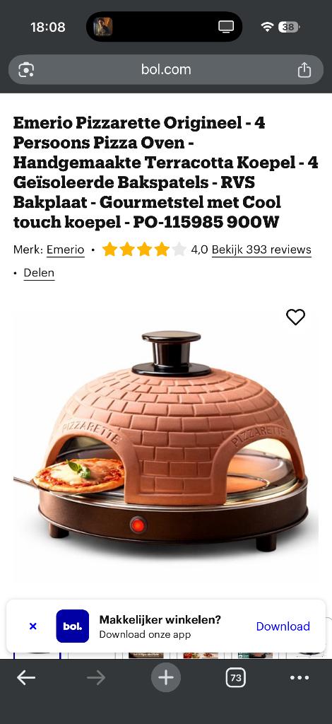 Pizzarette NIEUW, Ophalen, Nieuw, 4 t/m 7 personen