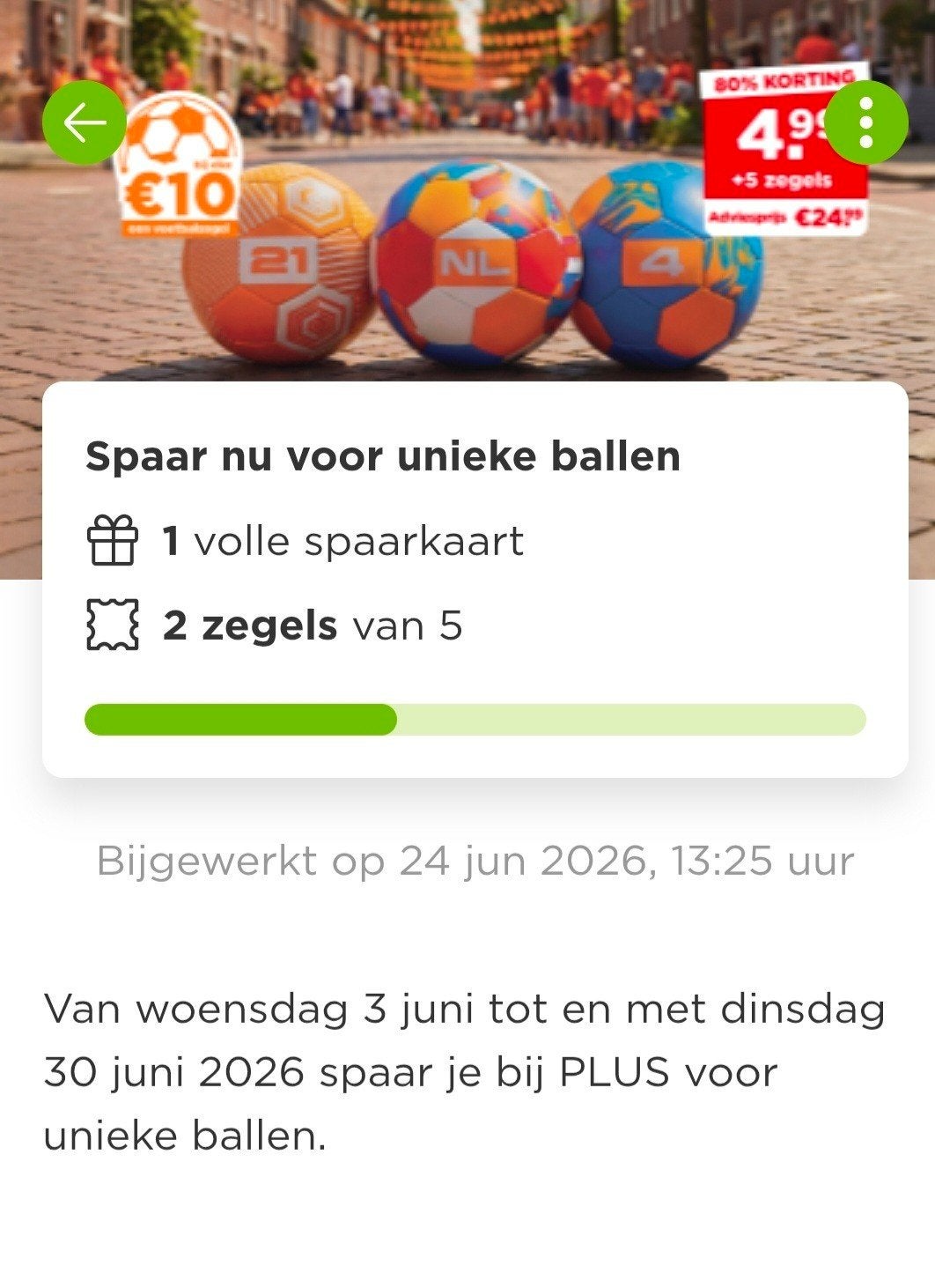 7 zegels PLUS unieke ballen actie, Plus, Ophalen