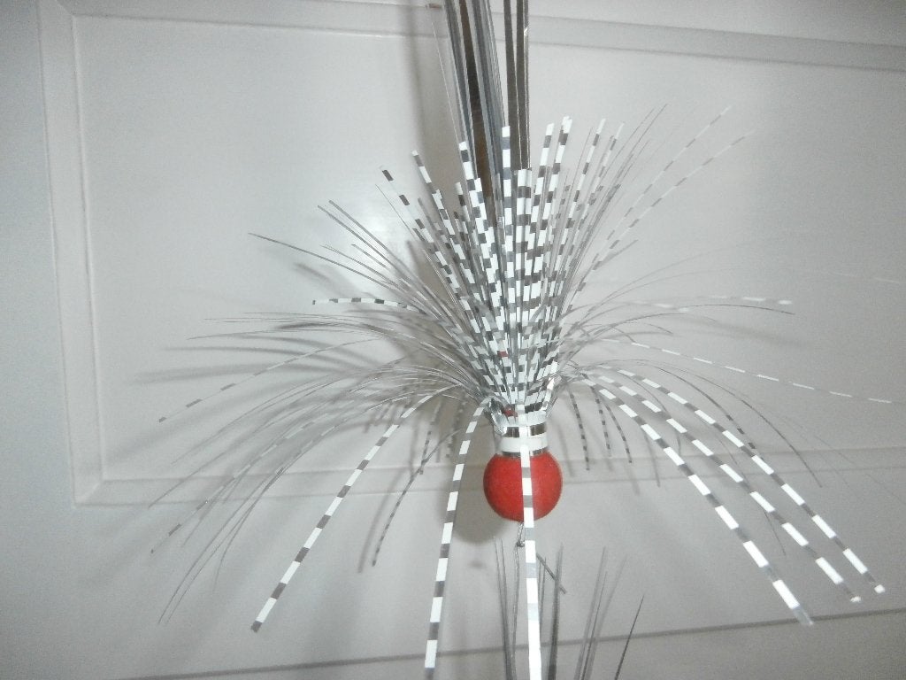 slinger feest pluimen zilver rood kerstboom versiering kerst, Ophalen of Verzenden, Gebruikt, Versiering, Kerst of Sinterklaas