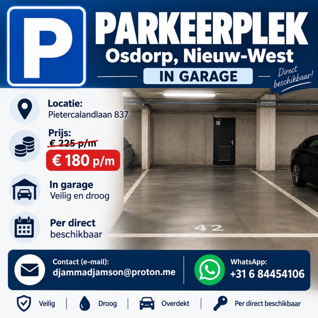 Parkeerplek in garage Amsterdam Nieuw-West Osdorp, Amsterdam