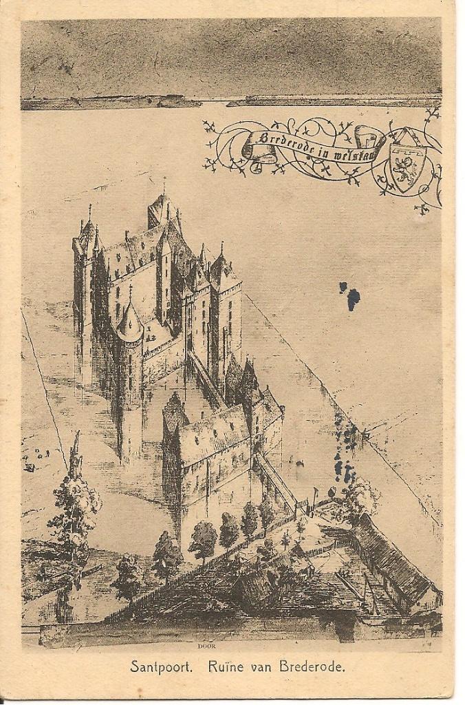 Santpoort Ruïne van Brederode., Ophalen of Verzenden, 1920 tot 1940, Gelopen, Noord-Holland