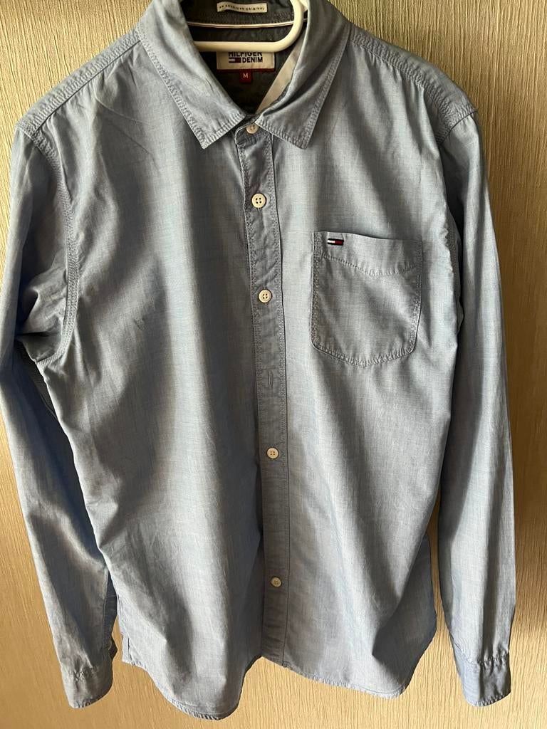 Heren overhemd Hilfiger Denim maat M, Ophalen of Verzenden, Zo goed als nieuw, Blauw