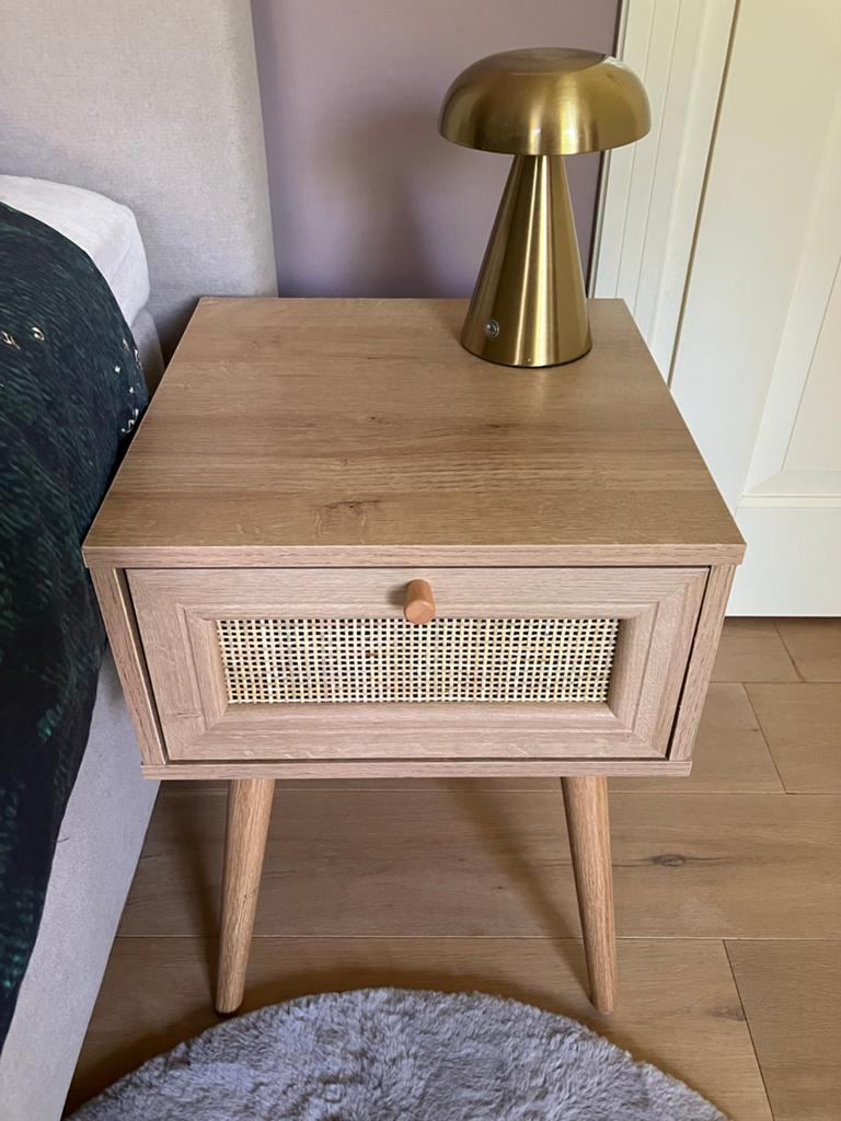 Rotan nachtkastje (Sweeek - Bohème), Huis en Inrichting, Slaapkamer | Nachtkastjes, Ophalen, Minder dan 45 cm, 55 tot 70 cm, Zo goed als nieuw