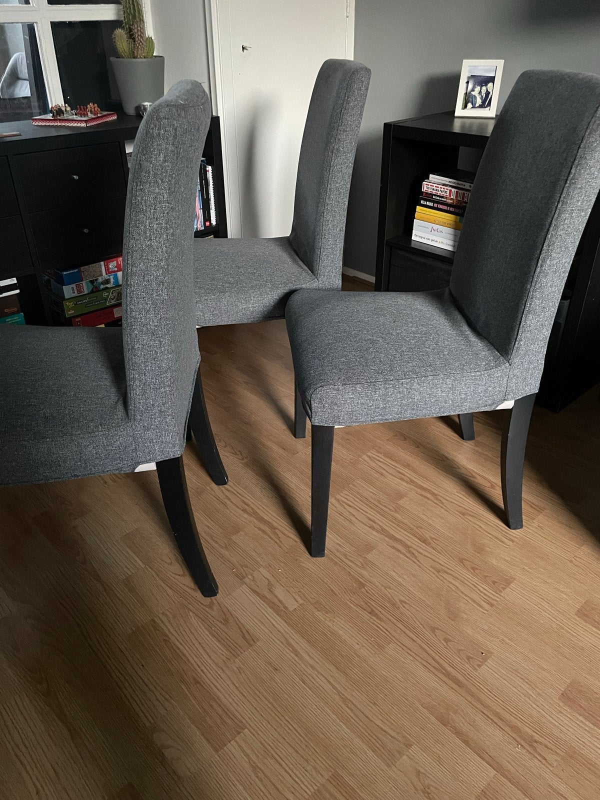 Set van 3 IKEA eetkamerstoelen - Grijs, Ophalen, Gebruikt, Drie, Stof