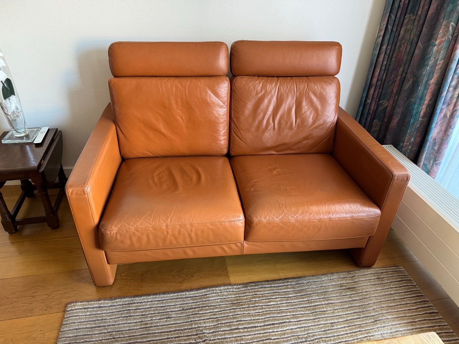 Rolf Benz Bankstel: 2-zits bank en 2x 1-zits fauteuil leer, Gebruikt, Ophalen of Verzenden, Rechte bank, 200 tot 250 cm