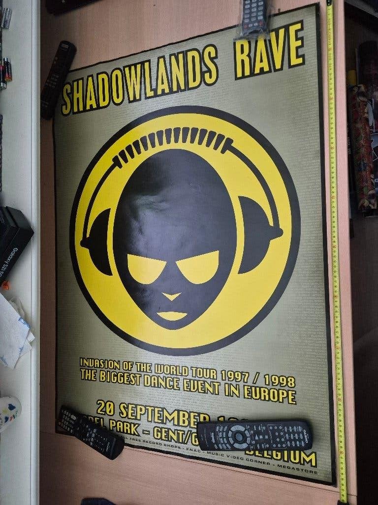 Shadowlands Rave Poster - 1997/1998, Deurposter of groter, Ophalen of Verzenden, Muziek, Rechthoekig Staand