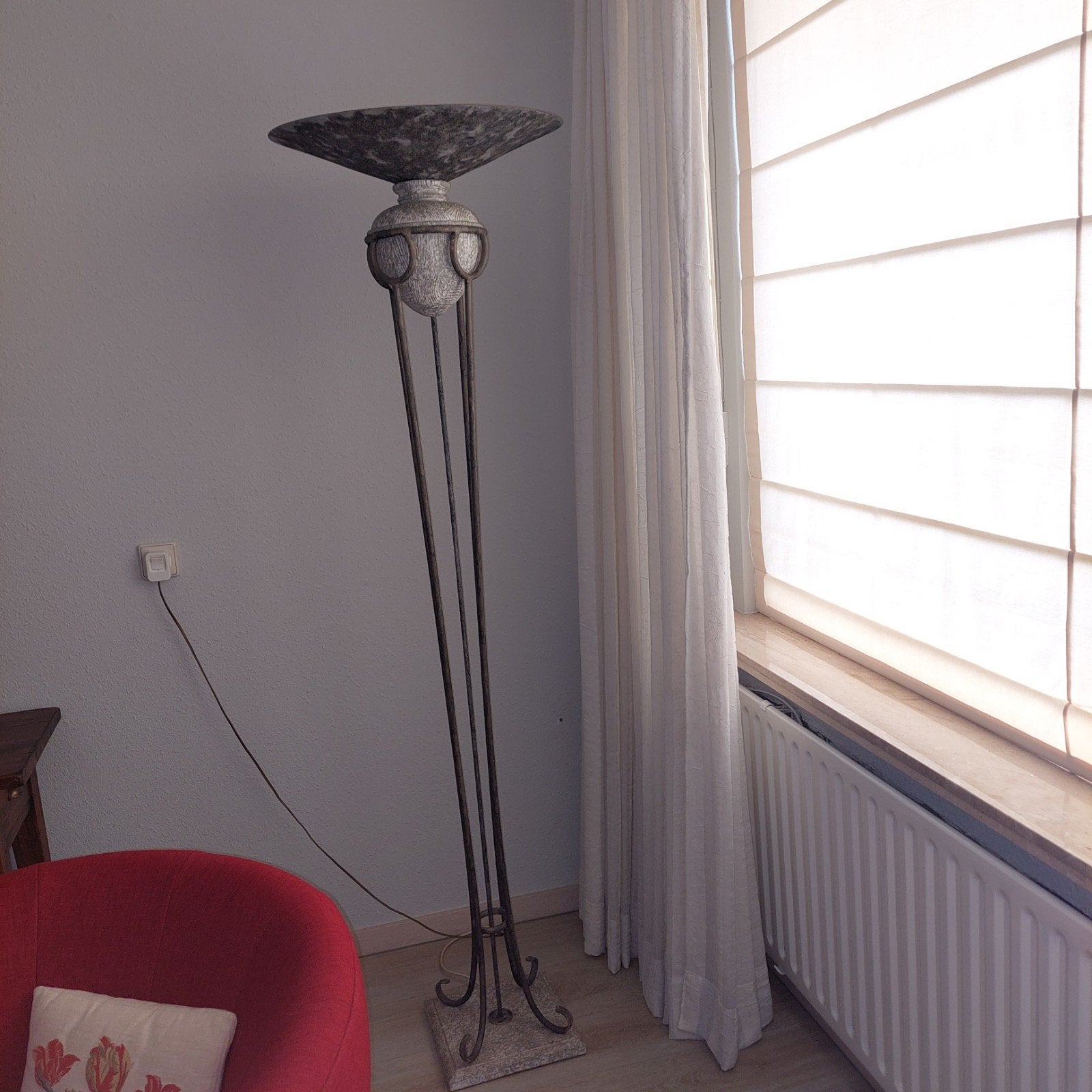 Staande lamp metaal en steen, 184 cm hoog, Ophalen, Metaal, 150 tot 200 cm
