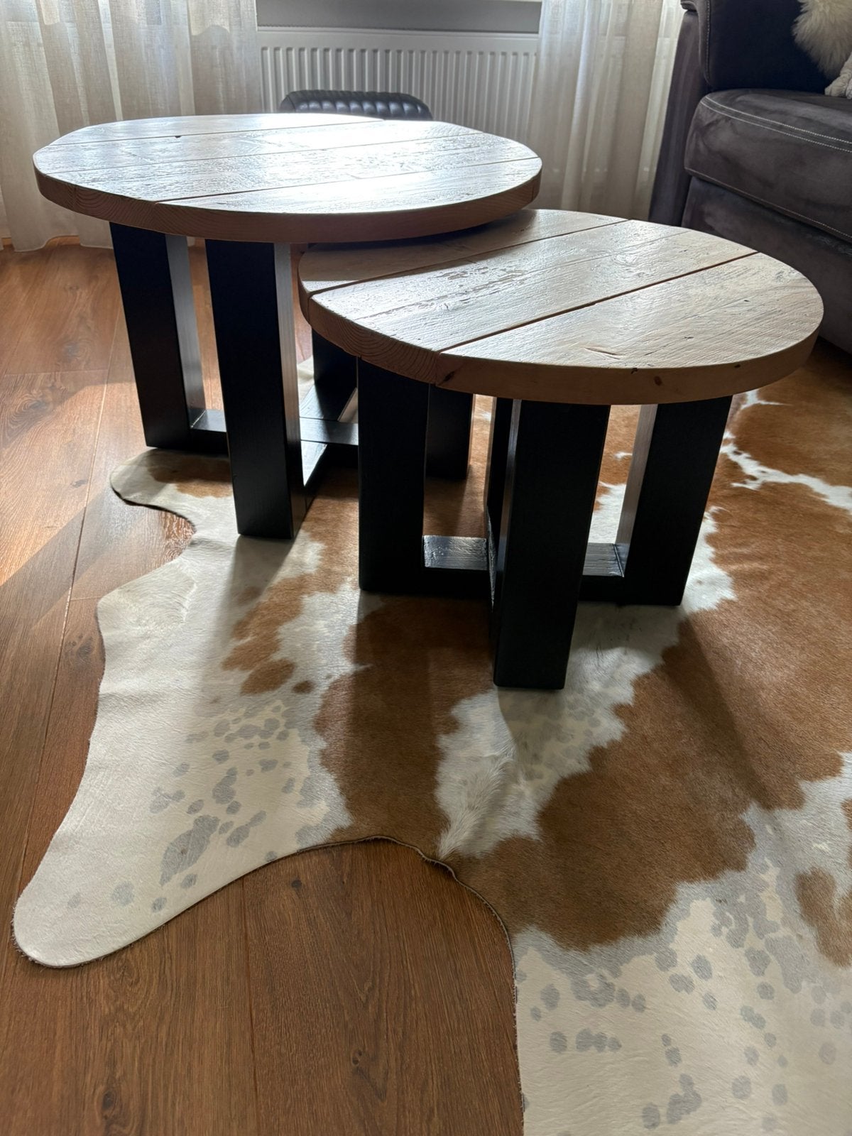 Salontafels + eventueel tv kast, Minder dan 55 cm, Rond, Zo goed als nieuw, Ophalen