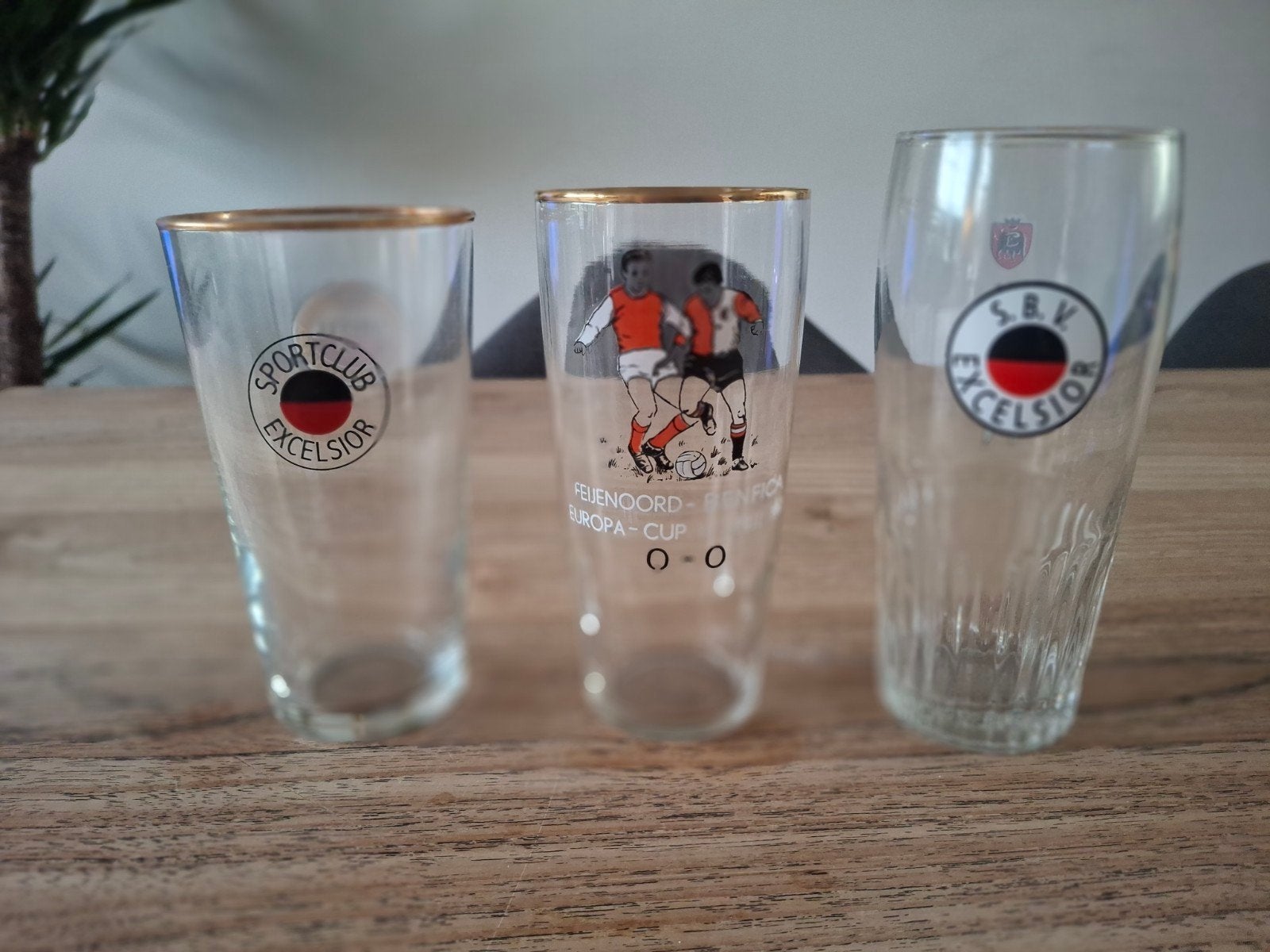 Vintage Feyenoord en Excelsior Glazen - Voetbal Memorabilia, Ophalen, Gebruikt, Feyenoord, Overige typen