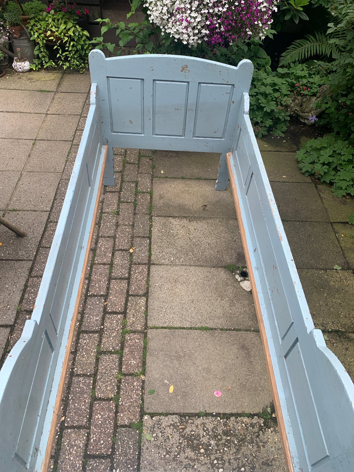 Vintage Oud Houten Bed met Spiraalbodem 180x80cm, Antiek en Kunst, Antiek | Meubels | Bedden, Ophalen