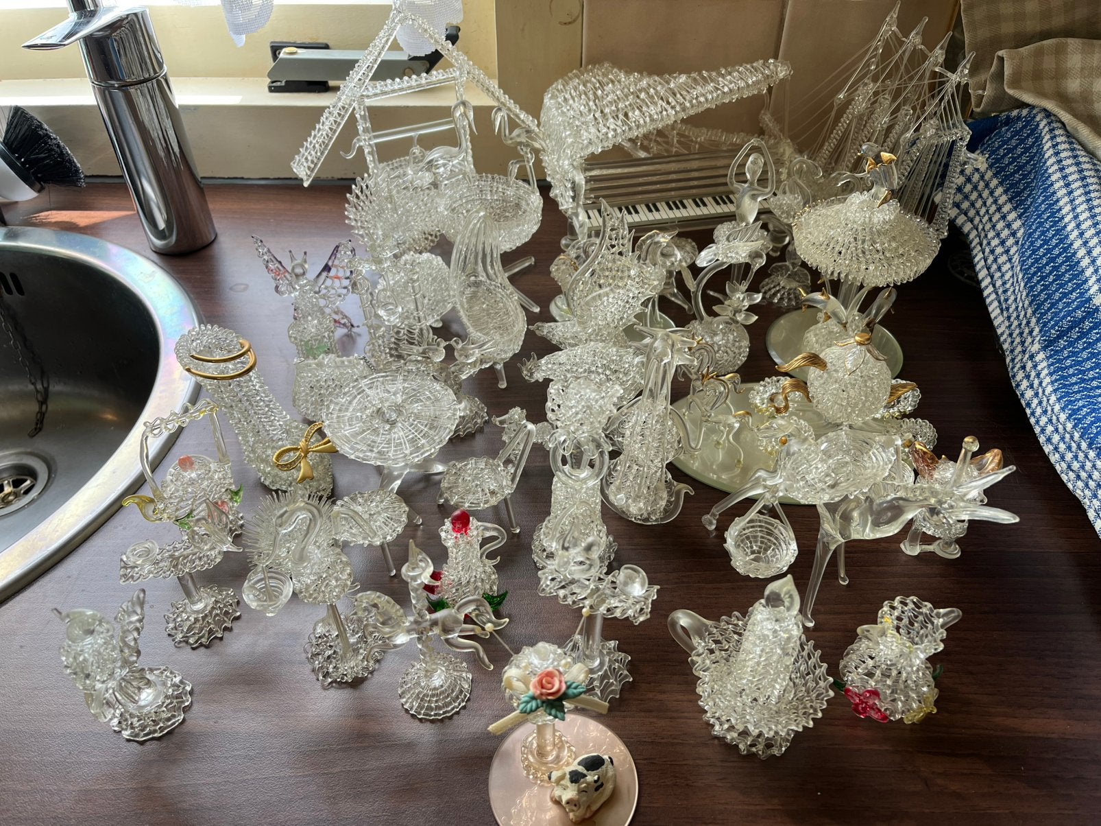 Gesponnen / gebreid glas werk, Antiek en Kunst, Antiek | Glas en Kristal, Ophalen