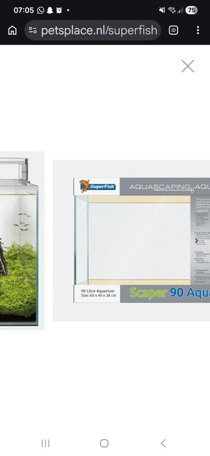 Aquarium ( 60x40x40) met 2 vissen, Ophalen, Gebruikt, Gevuld zoetwateraquarium