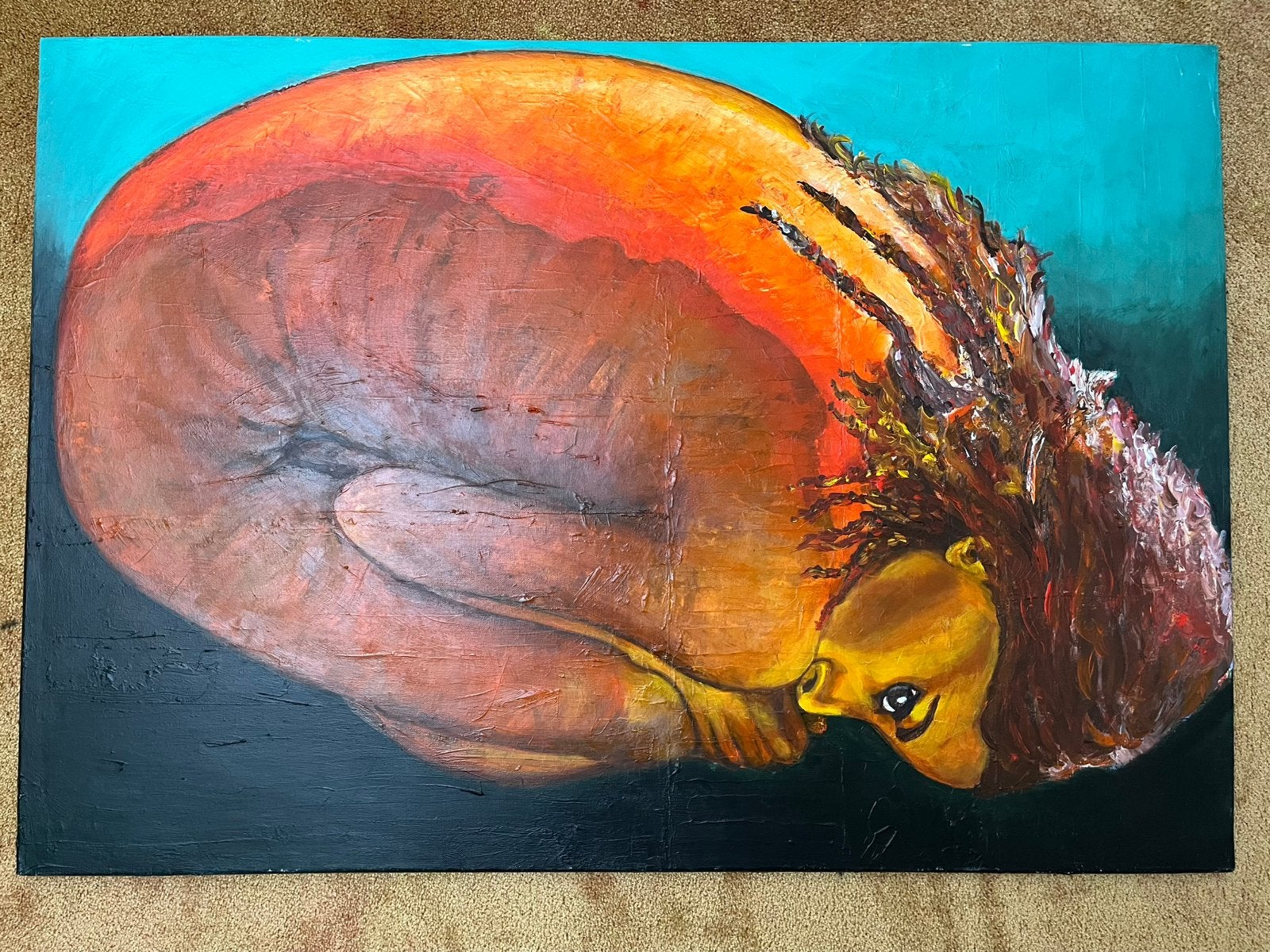 Schilderij vrouw. Acryl 70x100, Antiek en Kunst, Ophalen