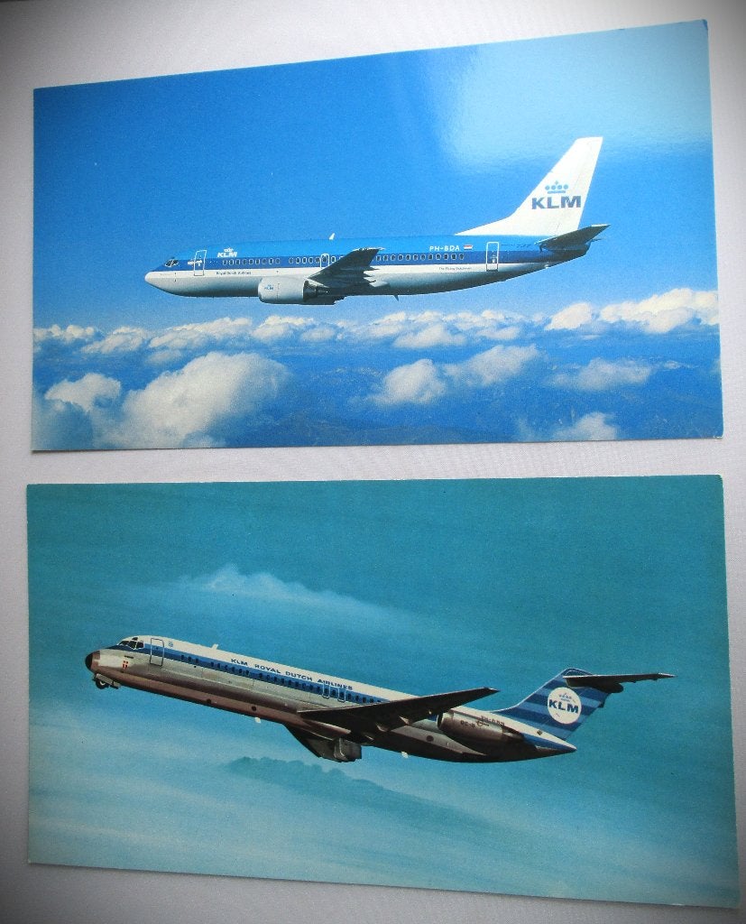 KLM Boeing 737-300~Douglas DC-9-33-C~grote kaarten, Ophalen of Verzenden, Zo goed als nieuw, Kaart, Foto of Prent