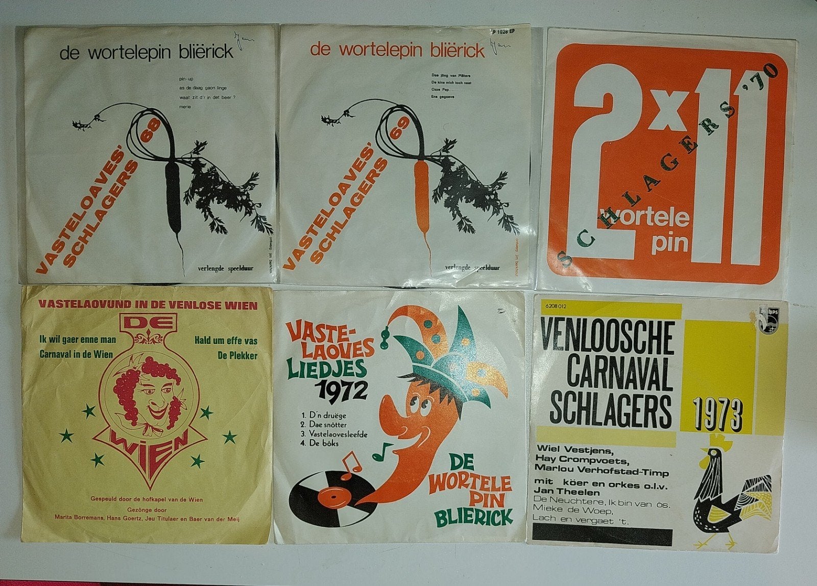 Carnaval Schlagers 1968-73 singles x7, Gebruikt, 7 inch, Ophalen of Verzenden, EP