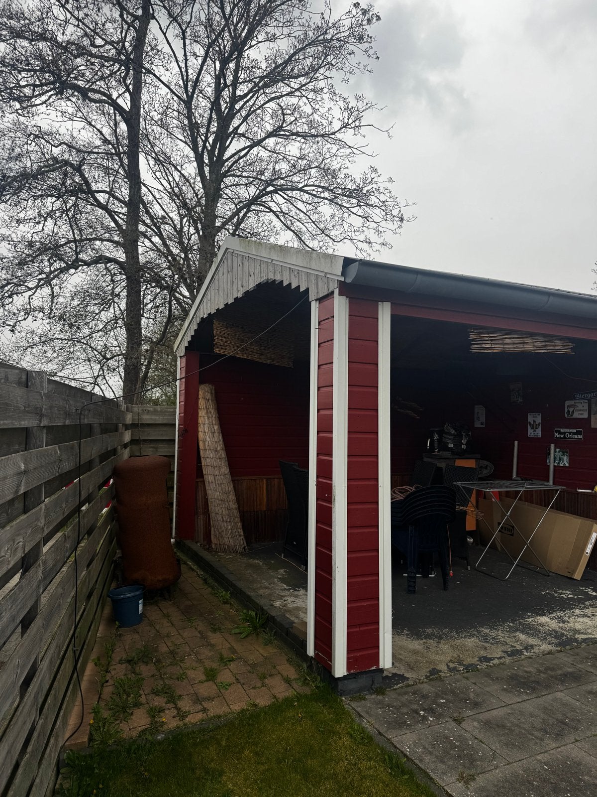 Grote overkapping/tuinhuis 8x4m, geïmpregneerd hout, Ophalen, Gebruikt, Tuinhuis, 2 ramen