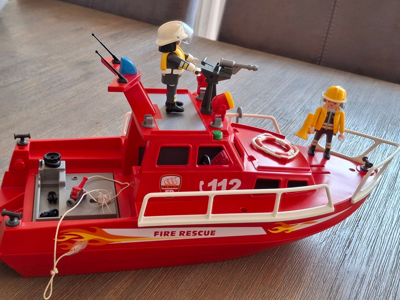 Playmobil Brandweerboot met 2 brandweermannen, Ophalen of Verzenden, Zo goed als nieuw, Jongen of Meisje